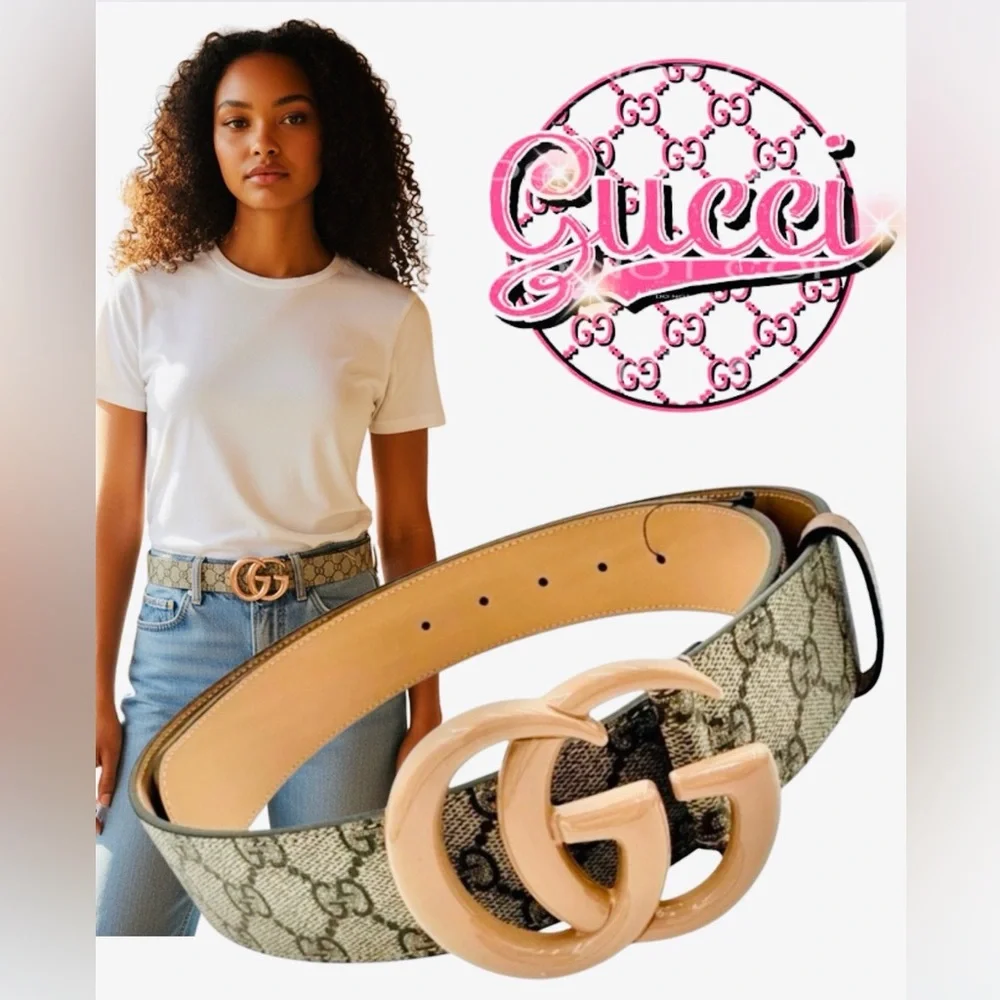 GUCCI Marmont Beige/Tan with “GG” Monogram Belt, Authentic, NIB